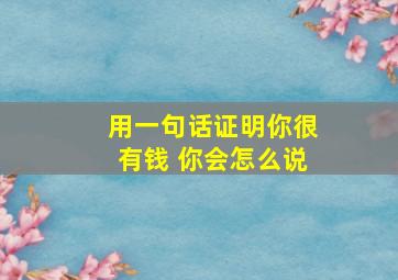 用一句话证明你很有钱 你会怎么说